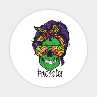 Mom of Monsters, Halloween Mom Life Skull Cheetah Tie Dye Magnet